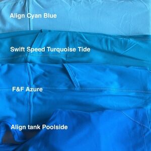 Lululemon color comparison - TURQUOISE BLUES! -- DO NOT BUY